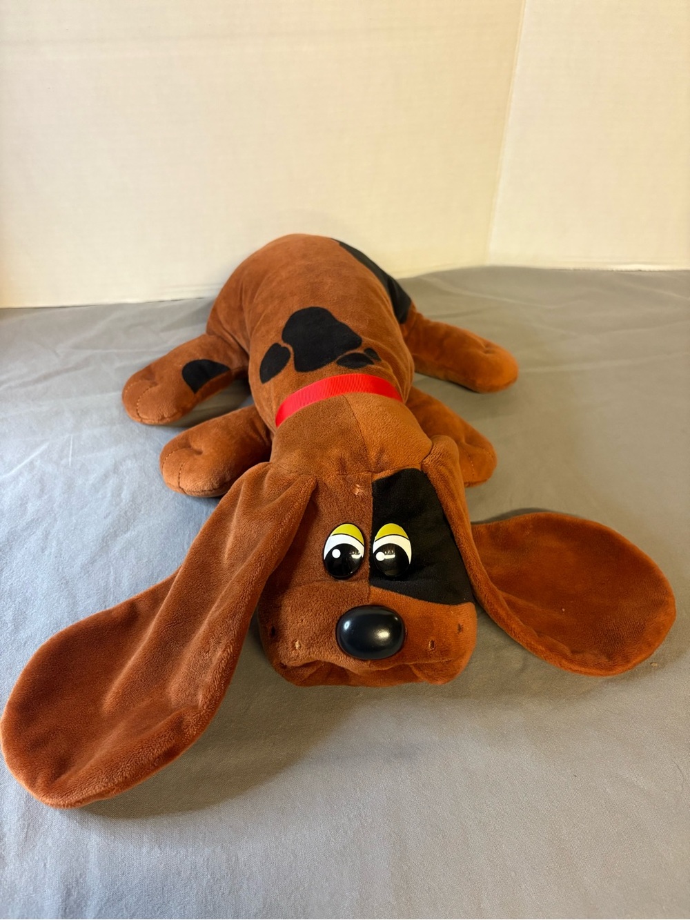 Pound Puppies Plush with Black Spots and Red Collar